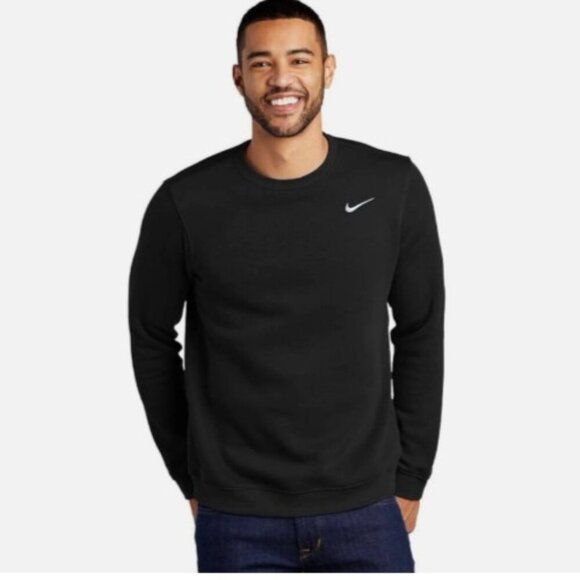 NEW Nike Mens M Training Crew Neck Sweatshirt Black Side Swoosh Cotton Blend - Picture 1 of 10